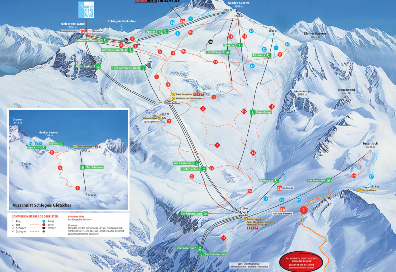 Pistekaart van Hintertuxer Gletscher