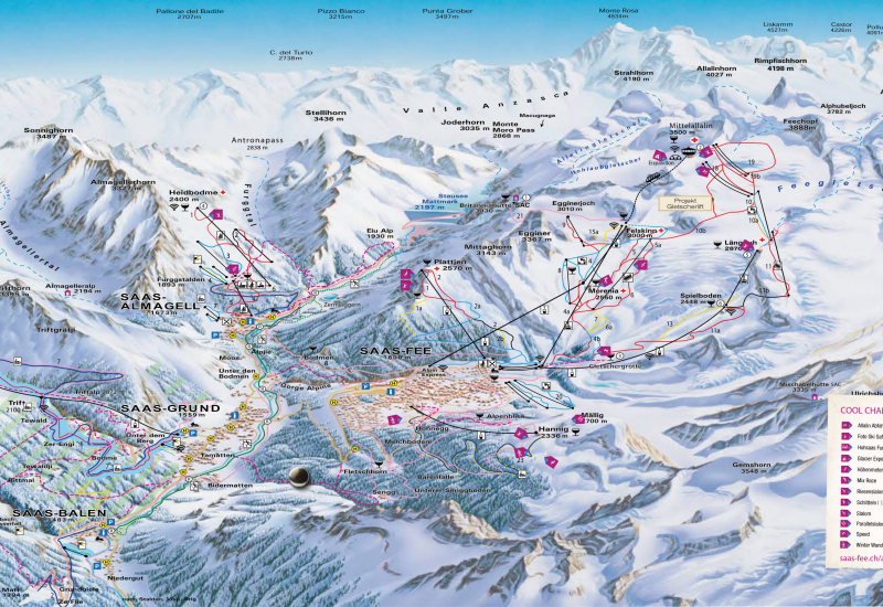 Pistekaart van Saas-Fee